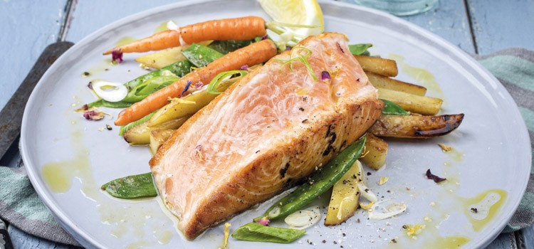 Gastrume-Lachs gebraten